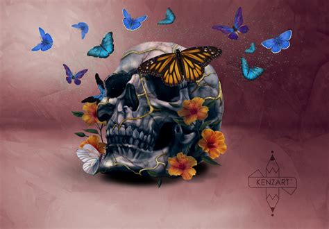 Skull Butterflies Background Images And Wallpapers Yl Computing
