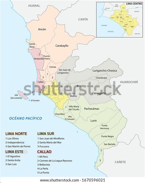 Mapa Administrativo Y Político Del área Metropolitana De Lima En Español