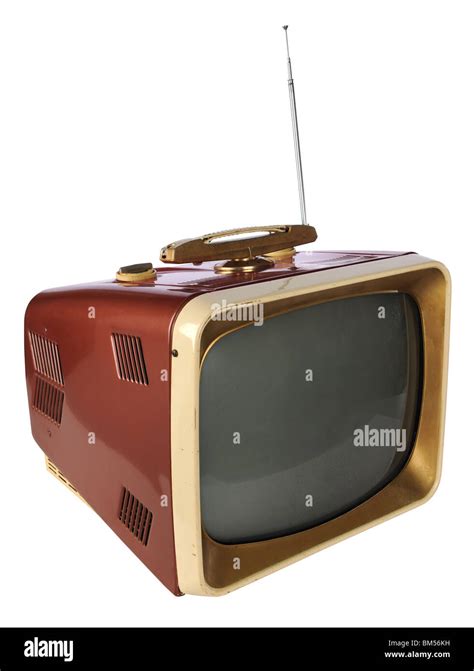 Vintage Television Isolated Over White Background With Clipping Path