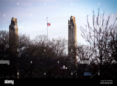 The Two Pylons Of Soldiers And Sailors Memorial Bridge Seen In The