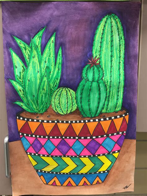 Potted Cactus Art Project For Grades 3 5 Created By Meredith Lee Terry