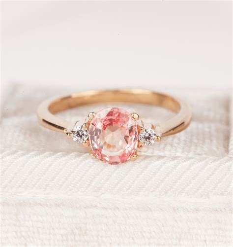 Peach Sapphire Engagement Ring In Rose Gold Diorah Jewellers