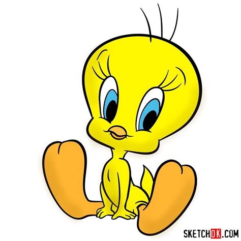 Step By Step Drawing Guide Of Tweety Bird From Looney Tunes And Merrie