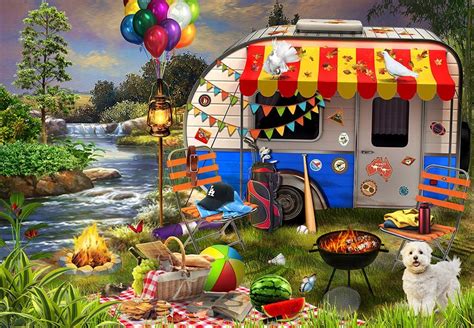 Funbox Holiday Days Caravanning Jigsaw Puzzle 1000 Pieces I Love