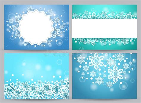 winter backgrounds and banners vector set with snow flakes stock vector illustration of
