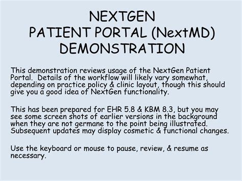 Ppt Nextgen Patient Portal Nextmd Demonstration Powerpoint