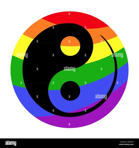 Símbolo Yin Yang De Color Arco Iris Que Representa La Paz Interior Y En La Sociedad
