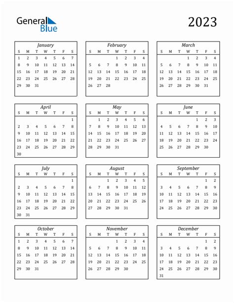 Free 2023 Calendars In Pdf Word Excel