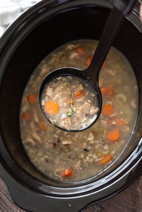 Slow Cooker Turkey Wild Rice Soup - Flavor the Moments