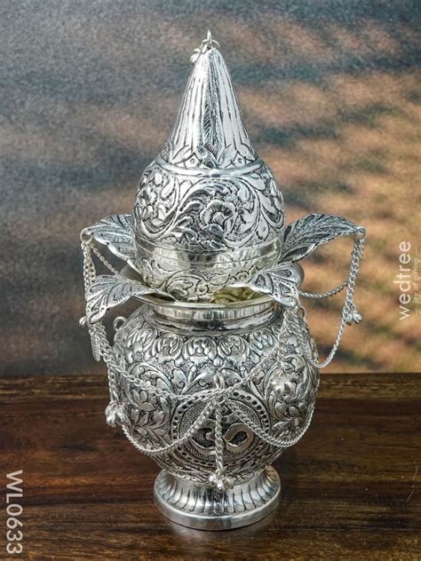 German Silver Mangal Kalash With Antique Finish Wl0633 Wl0633 At Rs