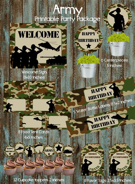 Army Party Package Army Birthday Party Army Party Supplies Etsy