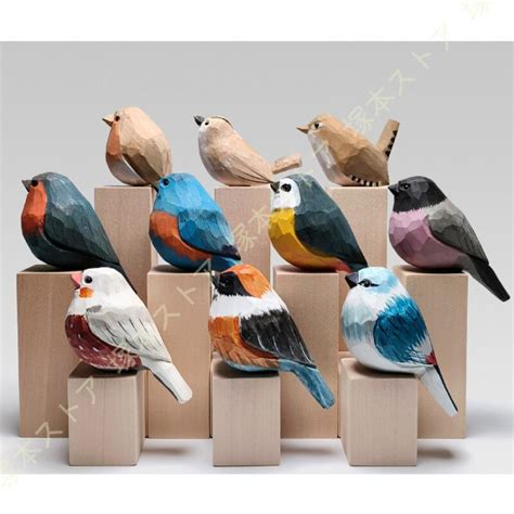 インテリア装飾 北欧雑貨 鳥の雑貨 インコ 小鳥 雀 木製彫刻 鳥の木製彫刻 手作り 綺麗 店舗 卓上 部屋 インテリア 雑貨 木製オブジェ