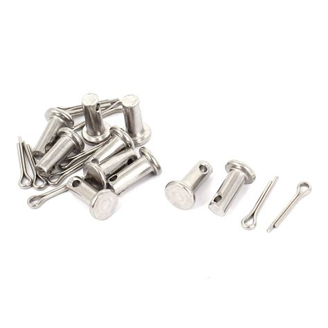 M5 X 12mm Flat Head 304 Stainless Steel Clevis Pins Fastener Silver