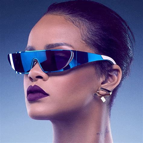 Aoubou Sunglasses Women Rrihanna Brand Designer Polarized One Lens Sunglasses Men Shades Gold