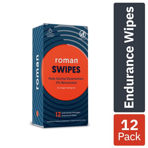Roman Swipes 4 Male Desensitizing Benzocaine Wipes 12 Pack