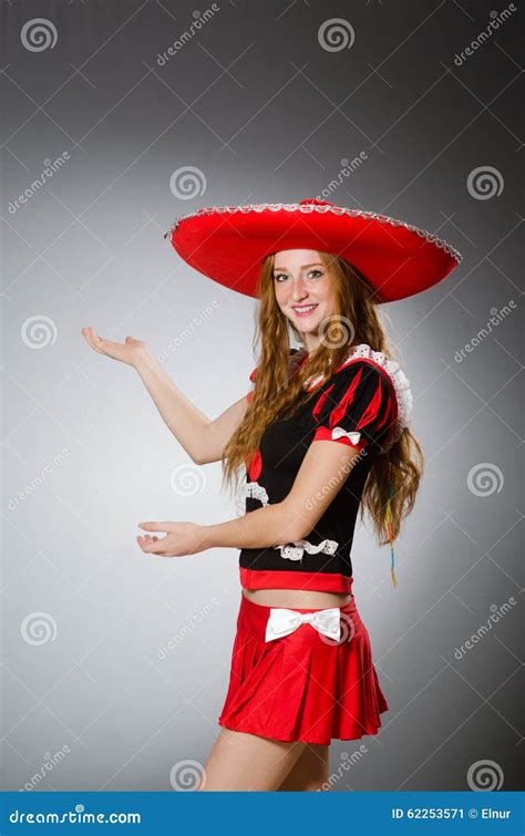 the mexican woman wearing sombrero hat stock image image of prop obstacle 62253571