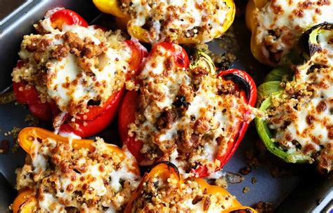 Cheesy Stuffed Chicken Sausage Quinoa Peppers Reluctant Entertainer