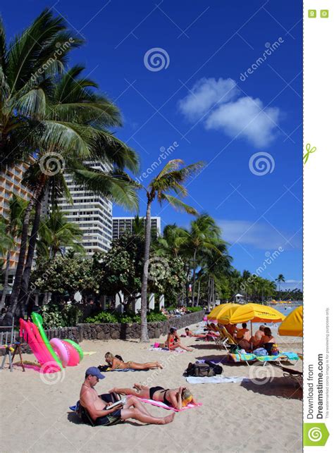 Stock Image Of Waikiki Beach Honolulu Oahu Hawaii Editorial Photo