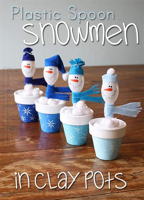 Plastic Spoon Crafts Snowmen Crafts By Amanda