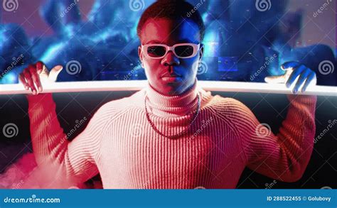 Cyber People Digital Art Neon Man Glitch Smoke Stock Image Image Of