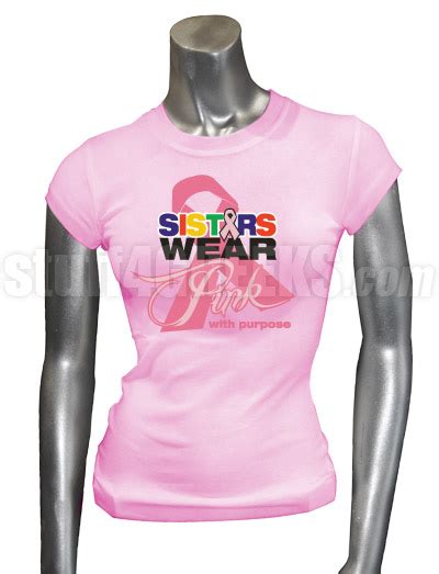 Oes Pink Ribbon Breast Cancer Awareness Screen Printed T Shirt Pink