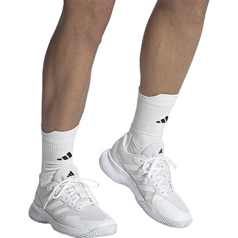 Adidas Mens Gamecourt 2 Tennis Shoe Whitewhitematte Silver 2023
