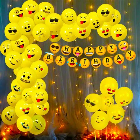 buy party propz emoji theme birthday decoration kit combo 52pcs birthday decoration items for