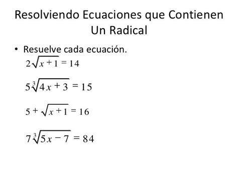 Resolviendo Ecuaciones Radicales