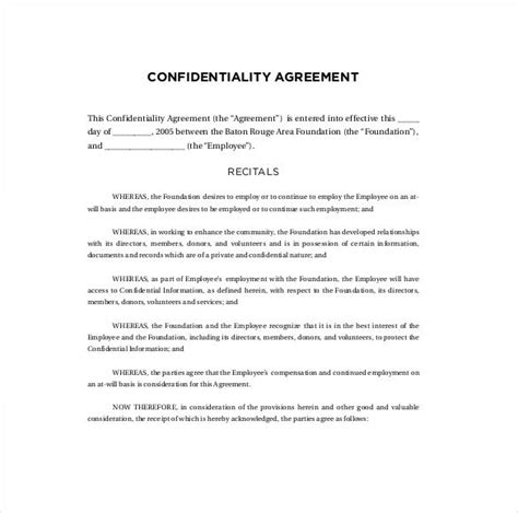 Confidentiality Agreement Templates Free Ms Word Pdf Free Word Document Perfect