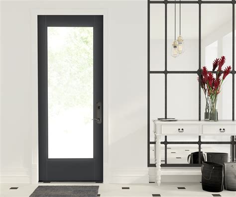 Full Glass Exterior Door Highlights Minimalist Design