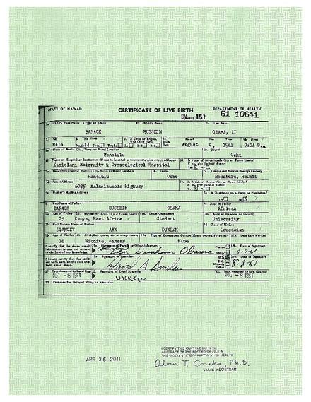 Barack Obamas Full Birth Certificate