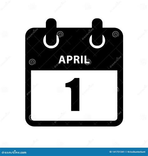Calendario Icono 1 De Abril Negro Ilustración Del Vector Ilustración