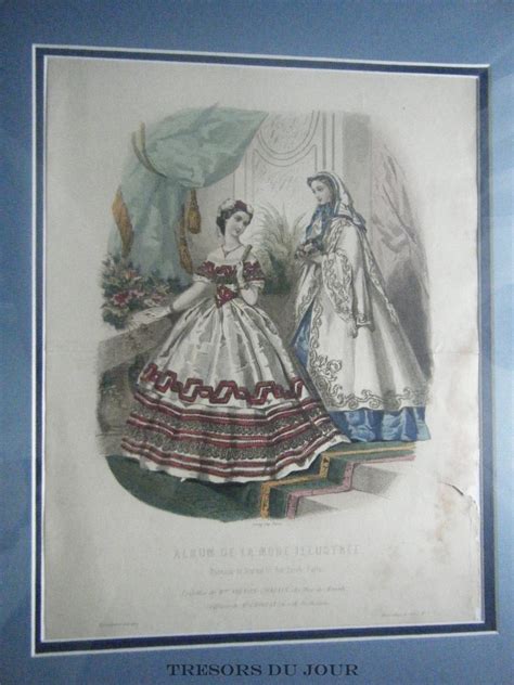 Antique French Fashion Plate La Mode Illustree Blue C 1862 Etsy España