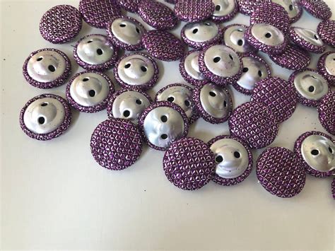 Fabric Covered Buttons Purple Glitter Fabric Buttons 2 Hole Buttons