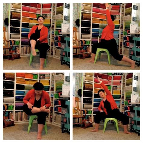 This simple stretch can help to relieve stiffness in the shoulders and upper back from prolonged periods of sitting. Adventurous Quilter: FREE Chair Yoga Printable PDF & Video