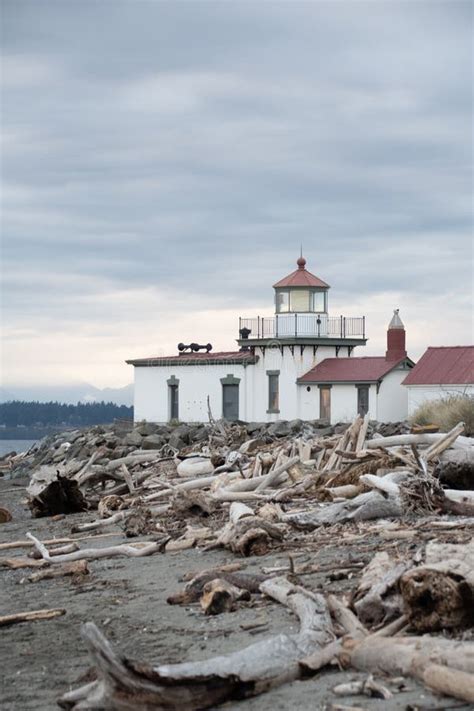 West Point Lighthouse Discovery Park Seattle Wa Stock Photo Image
