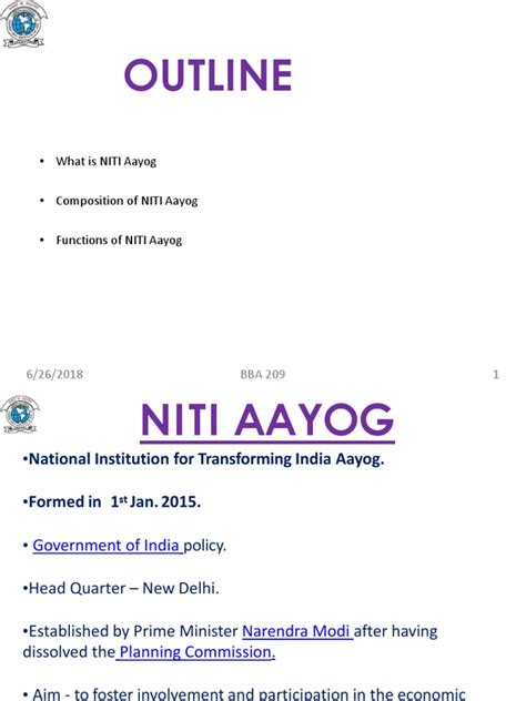 Outline What Is Niti Aayog Composition Of Niti Aayog Functions