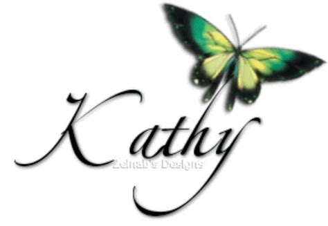 The Name Kathy With A Green Butterfly On It