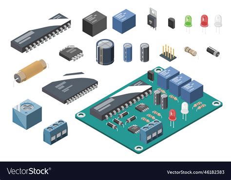 Basic Electronic And Semiconductor Components Vector Image