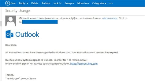 Phishing Alert Hotmail Customers Have Been Upgraded To