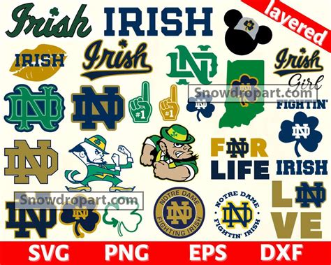 25 Notre Dame Fighting Irish Svg Bundle Notre Dame Svg Snowdrop Art