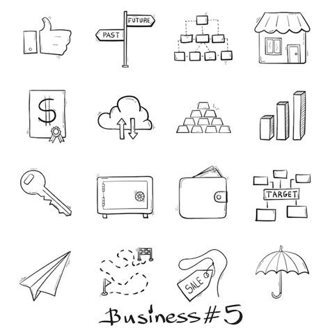 Premium Vector Set Of Different Business Icons Hand Drawn In Doodle