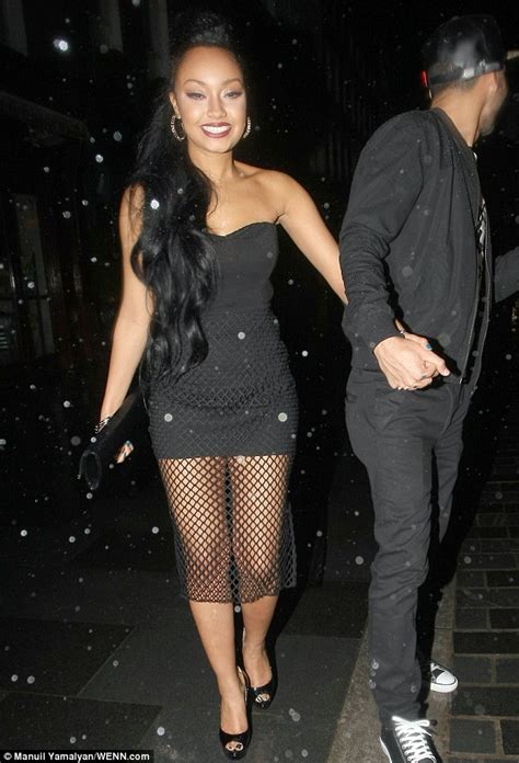 little mix s leigh anne pinnock ditches the day glo for sleek lbd on date night with footballer