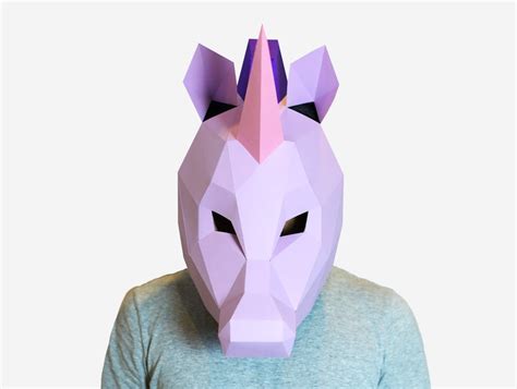 Diy Low Poly Unicorn Mask Unicorn Mask Papercraft Template Etsy