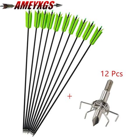 12pcs 30 Sp 400 Archery Carbon Arrows Flu Flu 4 Turkey Feather Arrow