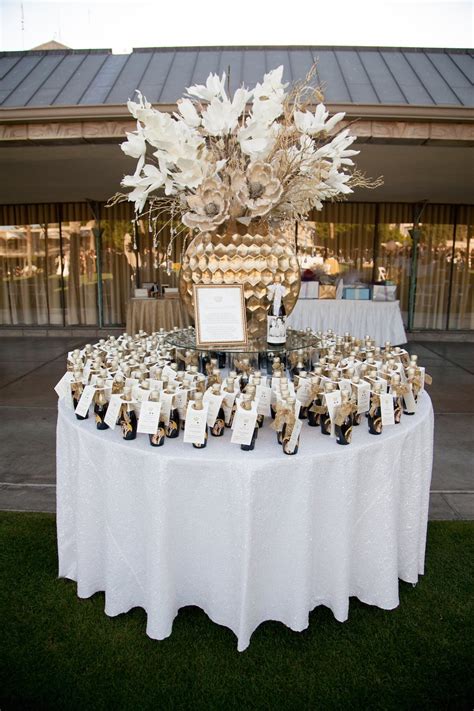 Follow these tips to pick the best favors for bridesmaids & groosmen. Champagne Favors Display