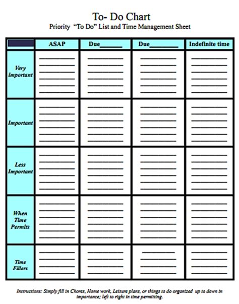 8 Best Images Of Free Printable Time Management Charts Printable Time