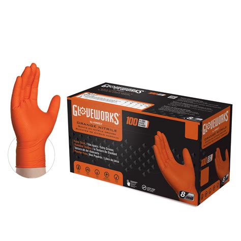 Buy Gloveworks Hd Industrial Orange Nitrile Gloves With Raised Diamond