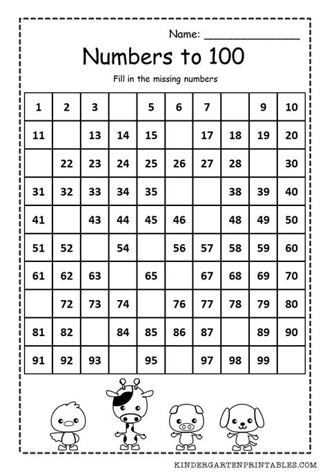 Numbers To 100 Worksheet Numbers Kindergarten Worksheets Number