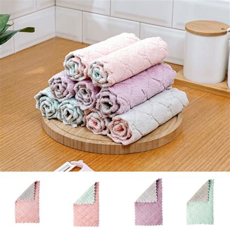 Double Colors Rag Dish Cloth Water Absorption Thickening Pot Washing